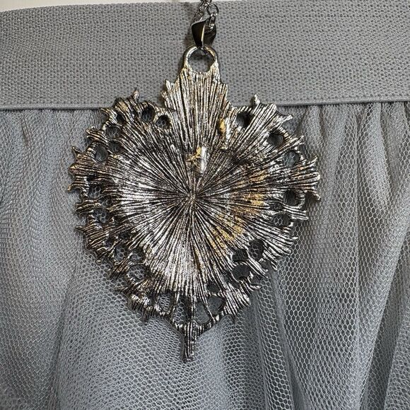 Ornate Milagro Sacred Heart Necklace – Red Enamel Silver Gothic Victorian Punk - Picture 6 of 8